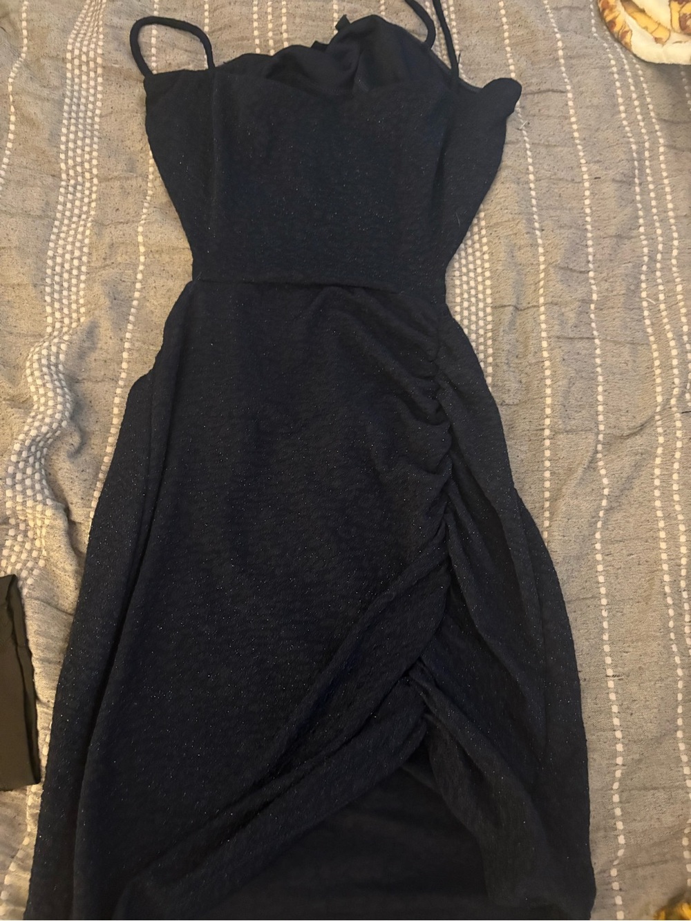 Windsor Navy Sparkle Ruched Midi Dress